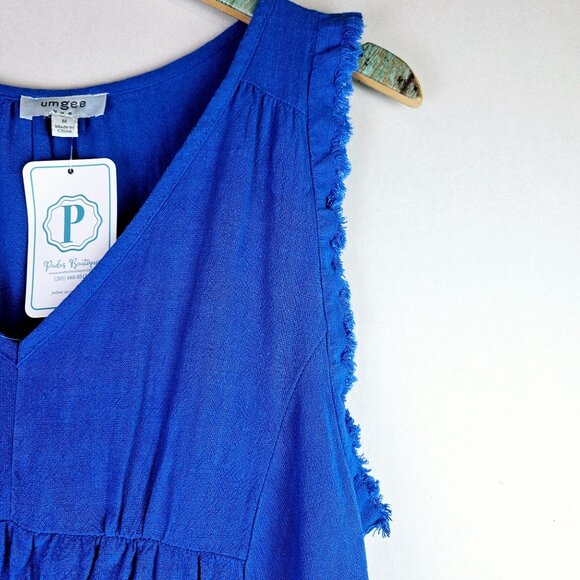 Umgee Red, White & Boujee Dress, Sleeveless, V-Neck, Sz M - Picture 5 of 12